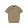Ralph Lauren Cable Knit Polo T-Shirt (Brown/Navy)