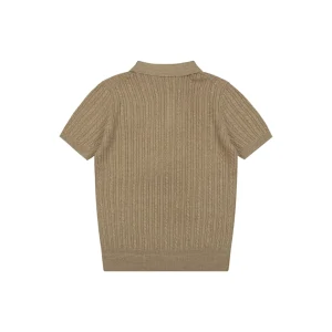 Ralph Lauren Cable Knit Polo T-Shirt Brown Back view