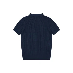 Ralph Lauren Cable Knit Polo T-Shirt Navy Back view