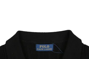 Ralph Lauren Linen Cotton Knit Polo T-Shirt Black Collar