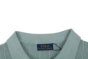 Ralph Lauren Linen Cotton Knit Polo T-Shirt Green Collar