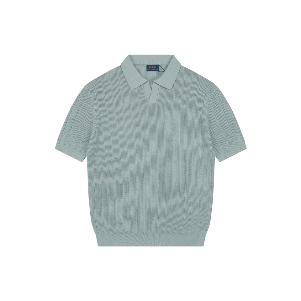 Ralph Lauren Linen Cotton Knit Polo T-Shirt Green Front view