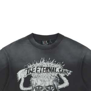 Saint Michael Skull Beetle Vintage Washed Distressed Print T-Shirt