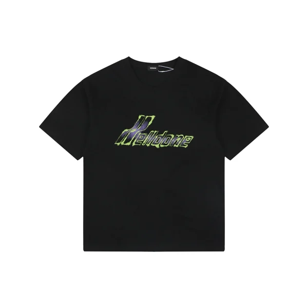 We11done Gradient Logo Graphic T-Shirt Black Front view