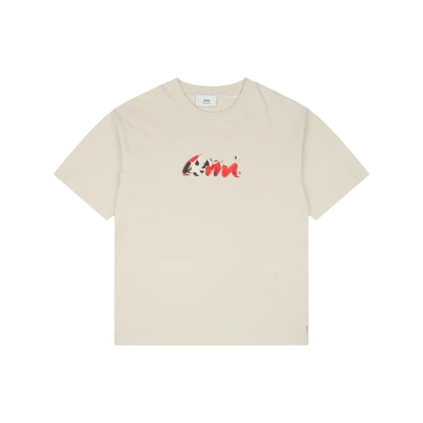 AMI Floral Letter Appliqué T-Shirt Front view