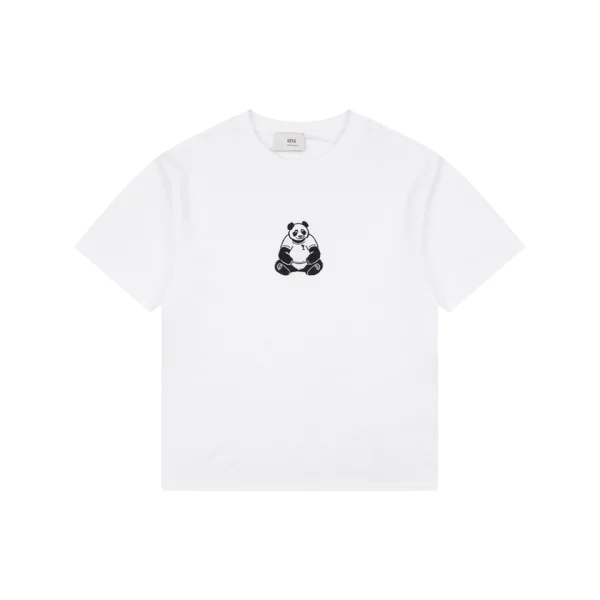 AMI Panda Heart Embroidered T-Shirt Front view