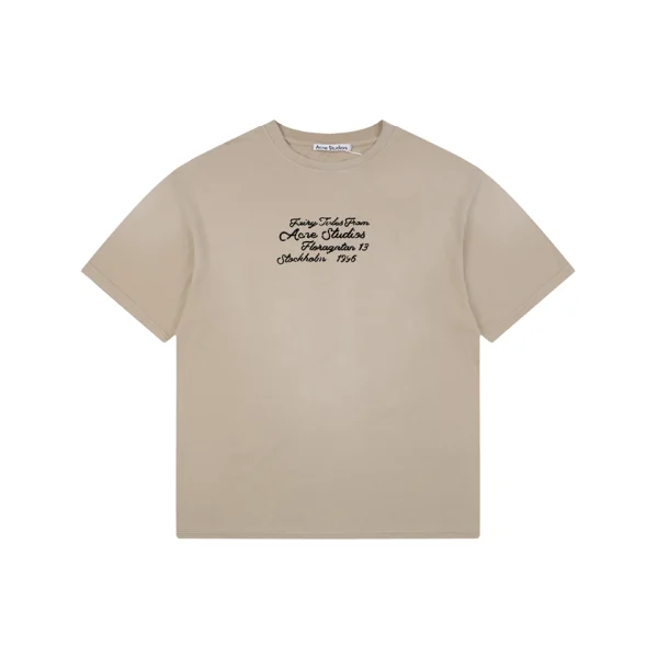 Acne Studios Signature Script Flocked T-Shirt Brown Front view