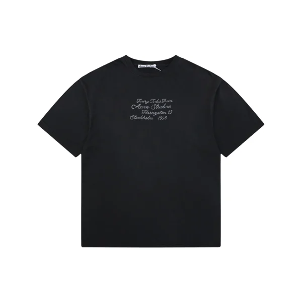 Acne Studios Signature Script Flocked T-Shirt Black Front view