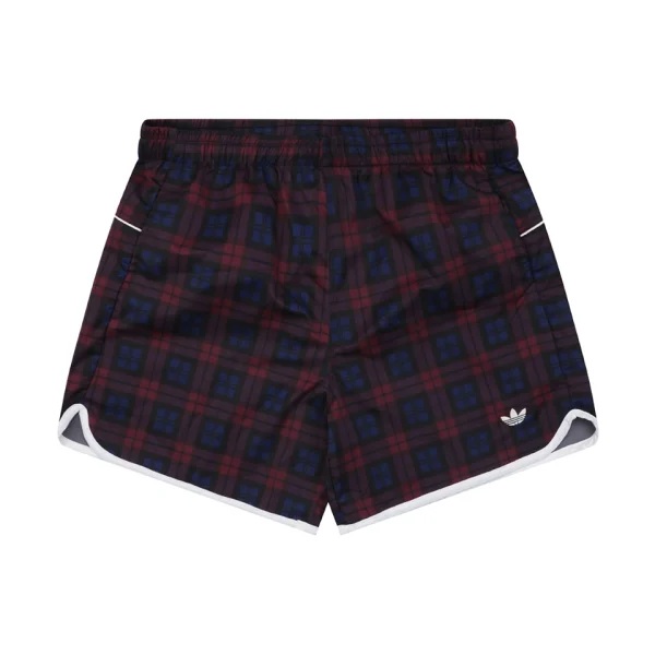 Adidas Originals Plaid Track Shorts Red Front view