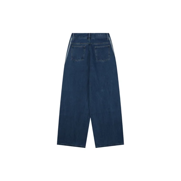 Adidas Originals Three-Stripe Denim Wide-Leg Pants Blue Back view