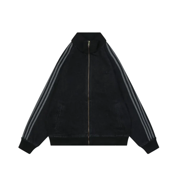 Adidas W71 Trefoil Denim Track Jacket Black Front view