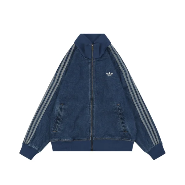 Adidas W71 Trefoil Denim Track Jacket Blue Front view