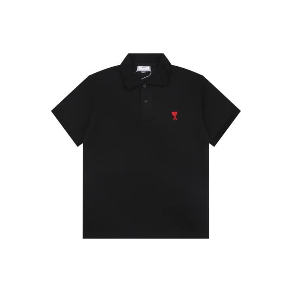 Ami de Coeur Heart Logo Polo T-Shirt Black Front view