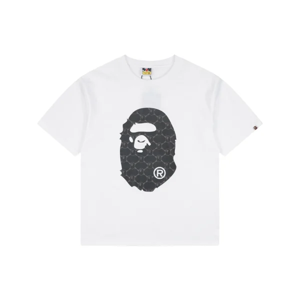 BAPE Diamond Grid Ape Head Graphic T-Shirt White Front Print