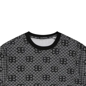 Balenciaga All-Over BB Monogram Jacquard T-Shirt Black
