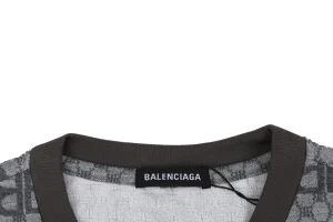 Balenciaga All-Over BB Monogram Jacquard T-Shirt Grey Collar