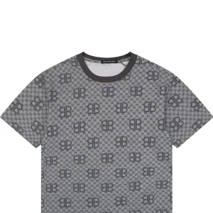 Balenciaga All-Over BB Monogram Jacquard T-Shirt Grey