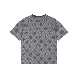 Balenciaga All-Over BB Monogram Jacquard T-Shirt Grey Back view