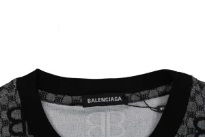 Balenciaga All-Over BB Monogram Jacquard T-Shirt Black Collar