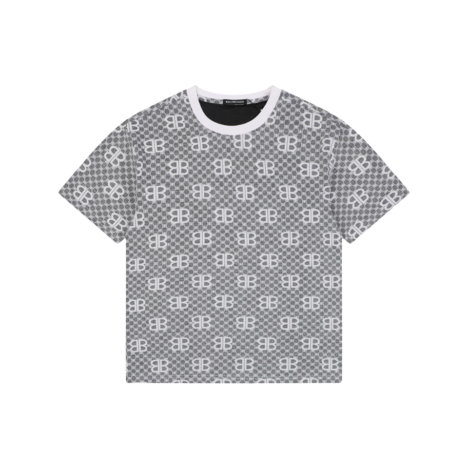 Balenciaga All-Over BB Monogram Jacquard T-Shirt White Front view