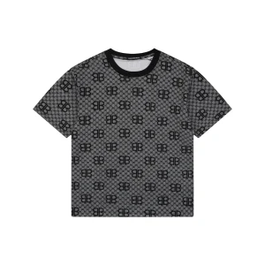 Balenciaga All-Over BB Monogram Jacquard T-Shirt Black Front view