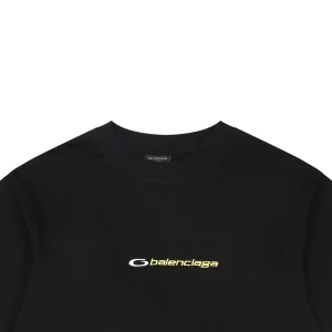 Balenciaga Circle Logo Embroidered Oversized T-Shirt Black