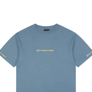 Balenciaga Circle Logo Embroidered Oversized T-Shirt Blue
