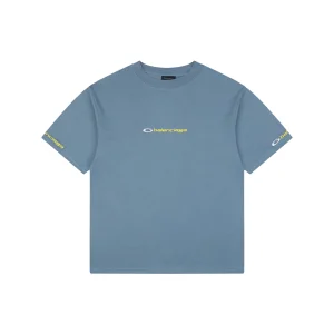 Balenciaga Circle Logo Embroidered Oversized T-Shirt Blue Front view