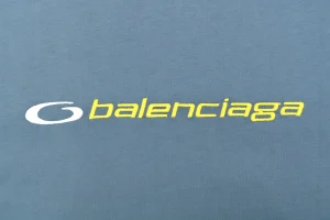 Balenciaga Circle Logo Embroidered Oversized T-Shirt Balenciaga Circle Logo Embroidered Oversized T-Shirt Blue Brand Print