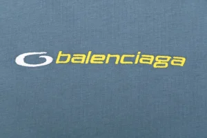 Balenciaga Circle Logo Embroidered Oversized T-Shirt Blue Brand Print