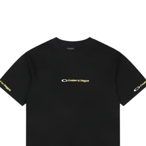 Balenciaga Circle Logo Embroidered Oversized T-Shirt Black