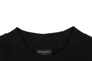 Balenciaga Circle Logo Embroidered Oversized T-Shirt Black Collar