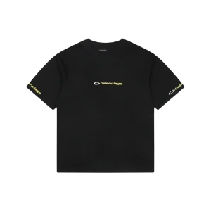 Balenciaga Circle Logo Embroidered Oversized T-Shirt Black Front view