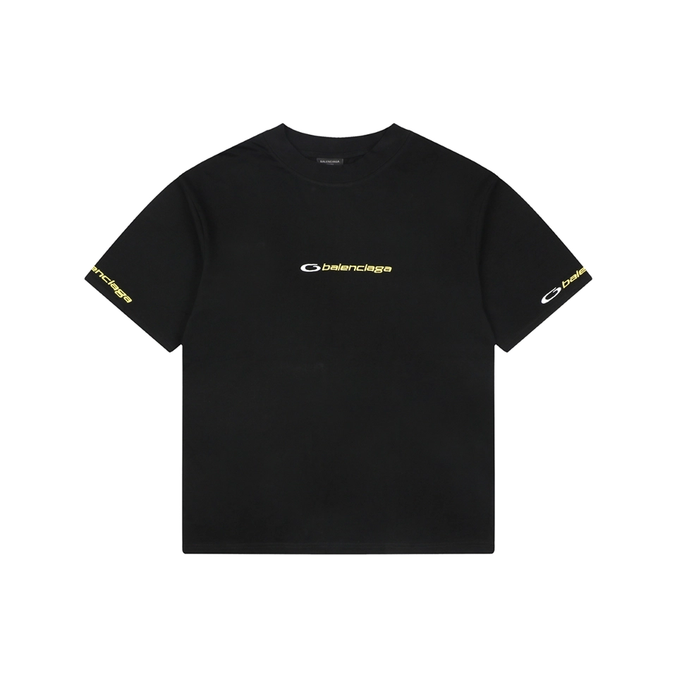 Balenciaga Circle Logo Embroidered Oversized T-Shirt Black Front view