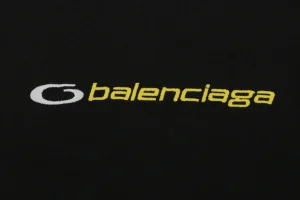 Balenciaga Circle Logo Embroidered Oversized T-Shirt Black Brand Print