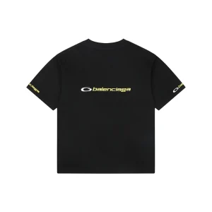 Balenciaga Circle Logo Embroidered Oversized T-Shirt Black Back view