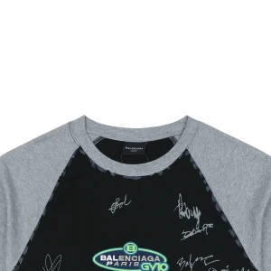 Balenciaga Contrast Raglan Signature T-Shirt Black