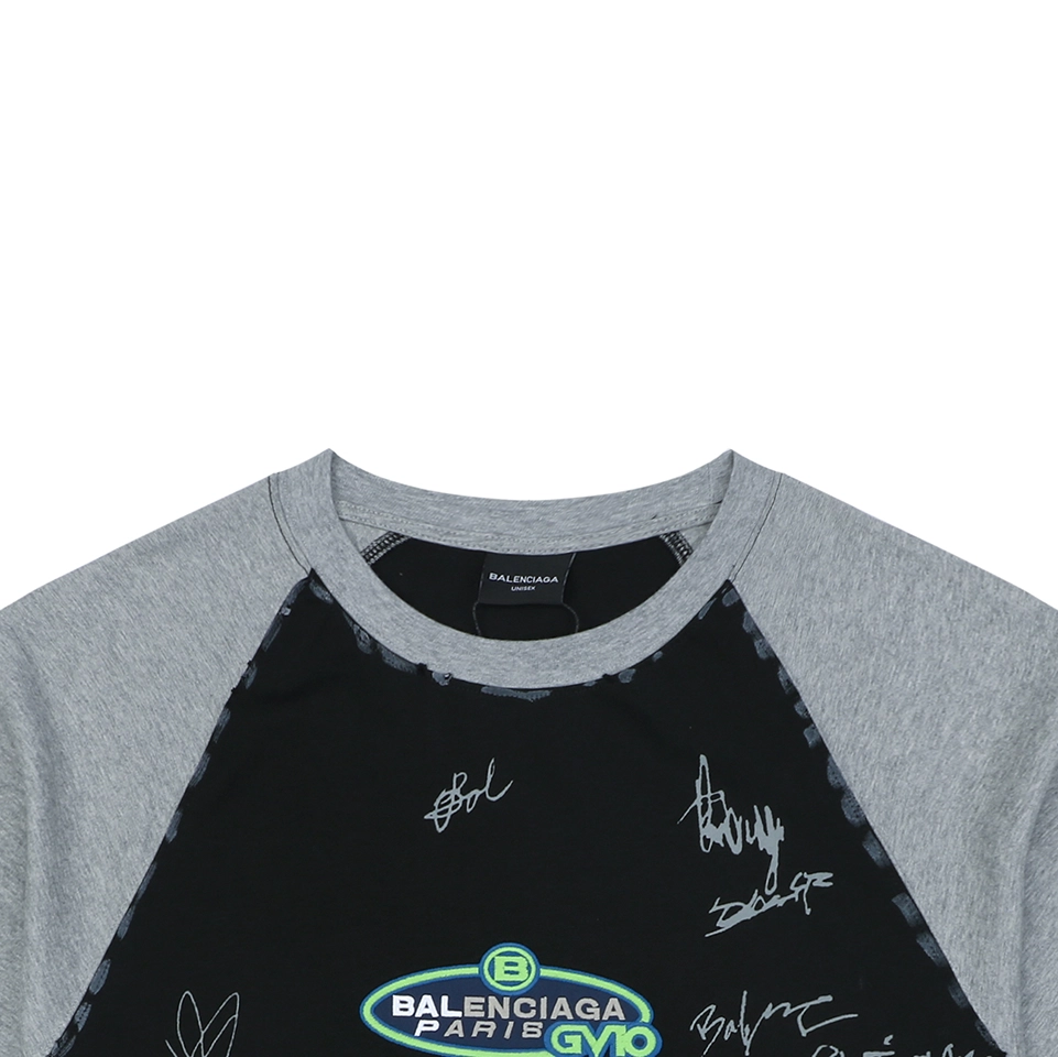 Balenciaga Contrast Raglan Signature T-Shirt Black