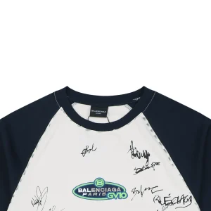 Balenciaga Contrast Raglan Signature T-Shirt White