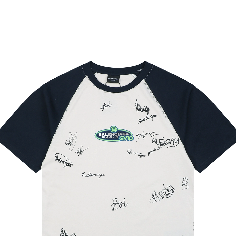 Balenciaga Contrast Raglan Signature T-Shirt White