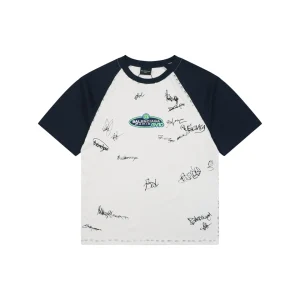 Balenciaga Contrast Raglan Signature T-Shirt White Front view