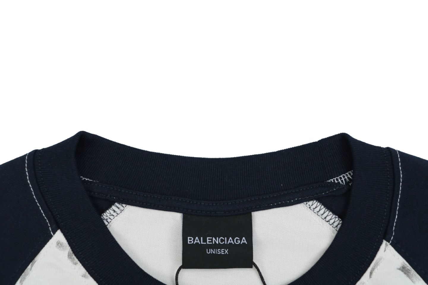 Balenciaga Contrast Raglan Signature T-Shirt White Collar