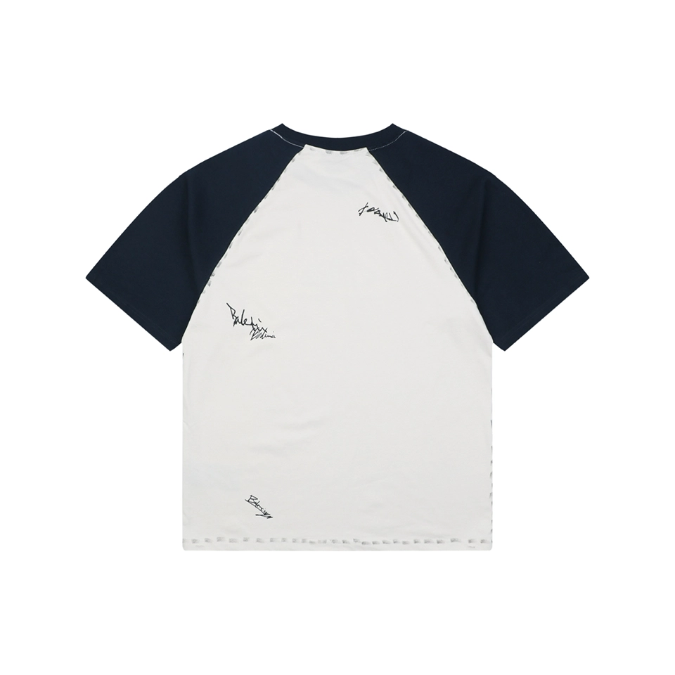 Balenciaga Contrast Raglan Signature T-Shirt White Back view