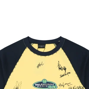 Balenciaga Contrast Raglan Signature T-Shirt Yellow