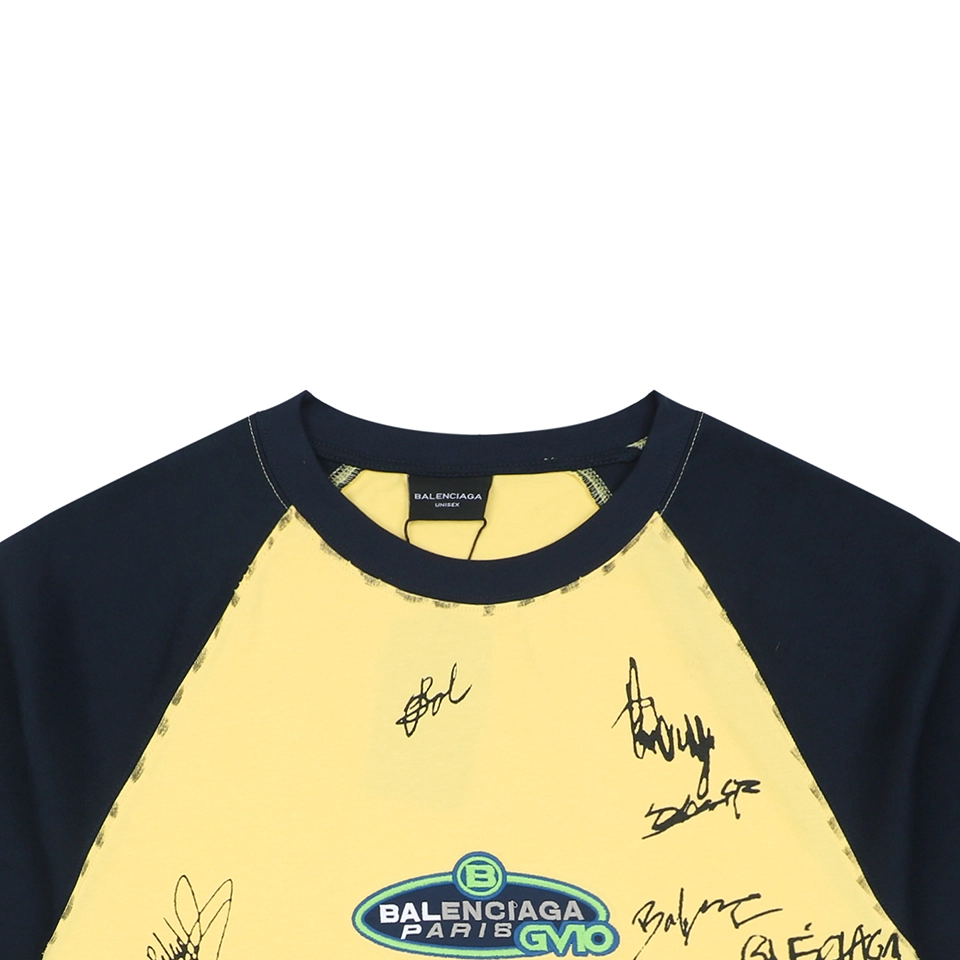 Balenciaga Contrast Raglan Signature T-Shirt Yellow