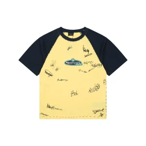 Balenciaga Contrast Raglan Signature T-Shirt Yellow Front view