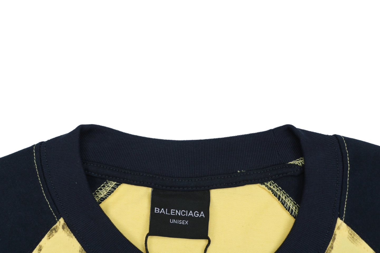 Balenciaga Contrast Raglan Signature T-Shirt Yellow Collar