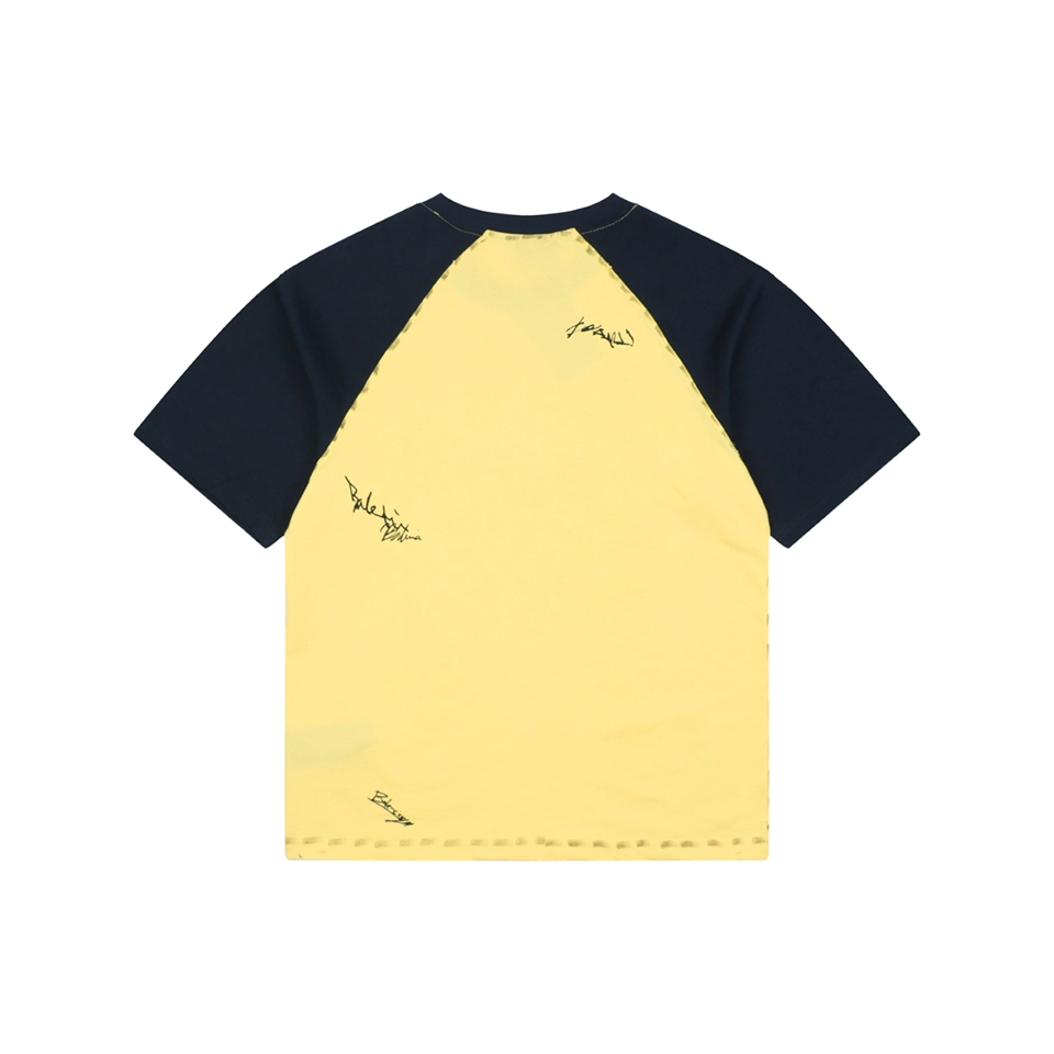 Balenciaga Contrast Raglan Signature T-Shirt Yellow Back view