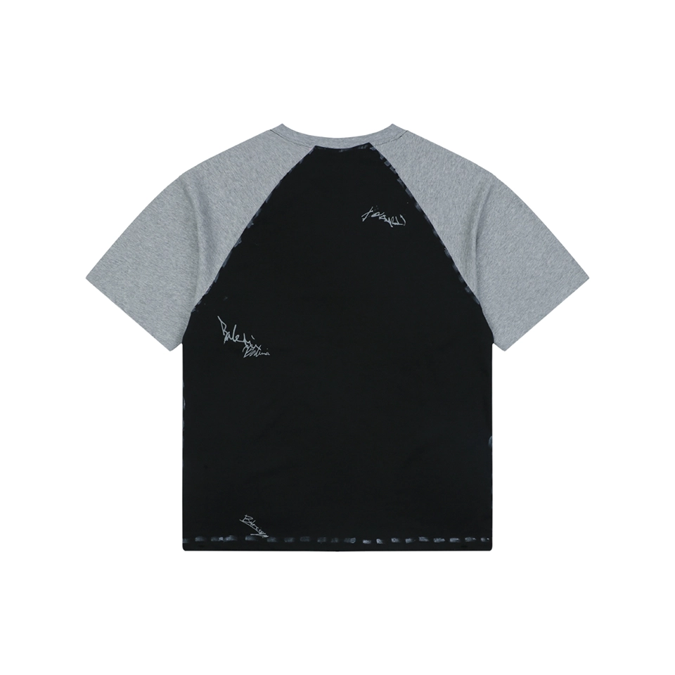 Balenciaga Contrast Raglan Signature T-Shirt Black Back view