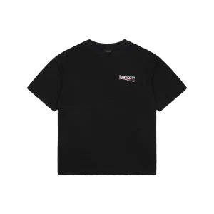 Balenciaga Distressed Cola Logo Print T-Shirt Black Front view